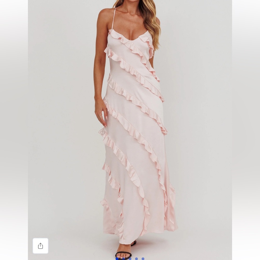 Selfie Leslie Pink Ruffled Maxi Dress Blush